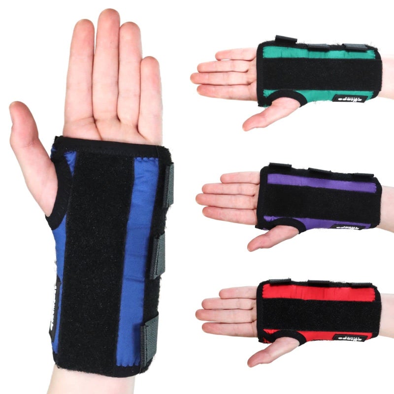Solace Bracing Children's Padded Wrist Support (4 Fun Colours) - British Made & NHS Supplied Kids Wrist Brace Splint - #1 for Fractures, JI Arthritis, Sprains, RSI, Injuries & More - Blue, XL, Left